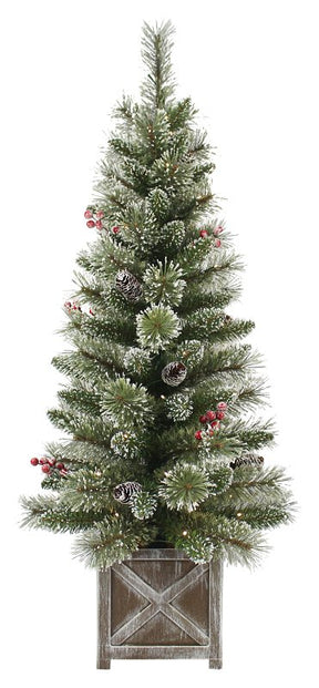 Puleo Asia Limited 333-4464-ST40LW Pre-Lit Snowy Dakota Pine Tree, 106 Tips, B/O, 4 ft