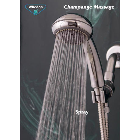 Whedon Champagne Massage Brushed Nickel Plastic 5 settings Handheld Showerhead 2 gpm