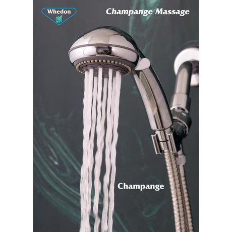 Whedon Champagne Massage Brushed Nickel Plastic 5 settings Handheld Showerhead 2 gpm