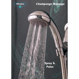 Whedon Champagne Massage Brushed Nickel Plastic 5 settings Handheld Showerhead 2 gpm