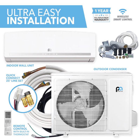 Perfect Aire 4th Generation 1 Zone 12000 BTU 22 SEER Quick Connect Mini Split Air Conditioner & Heat