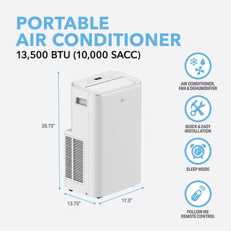 Perfect Aire 400 sq ft 3 speed 13500 (10000 SACC) BTU Portable Air Conditioner with Remote