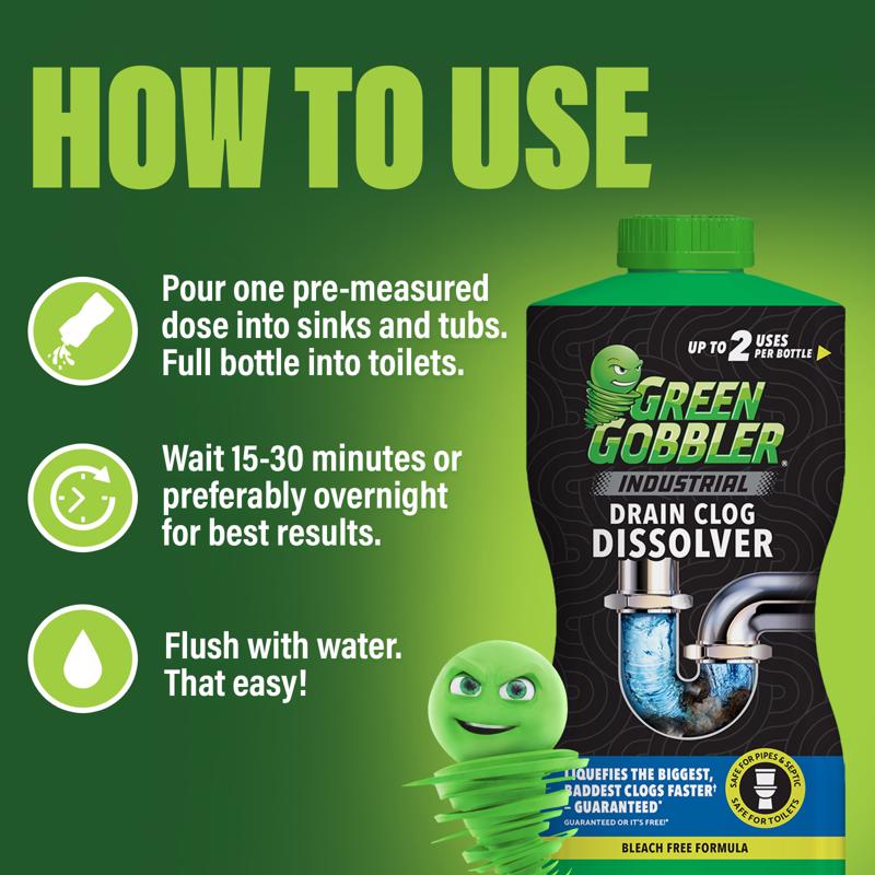 Green Gobbler Liquid Drain Clog Remover 32 fl. oz., Pack of 6