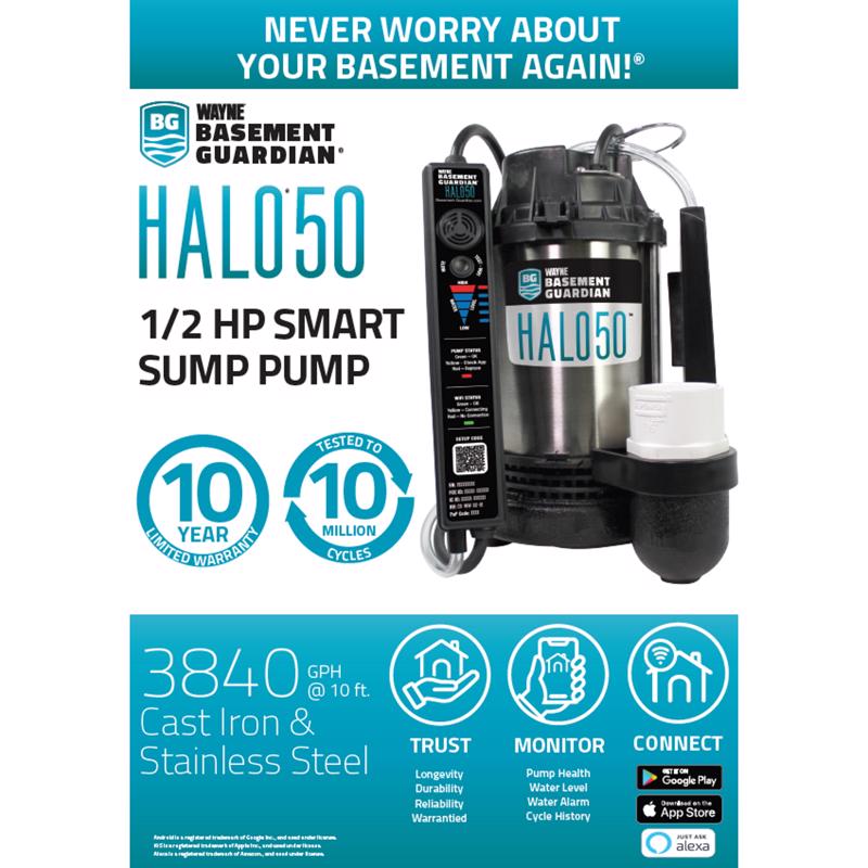 Wayne Basement Guardian 1/2 HP 91.5 gpm Stainless Steel Electronic Switch AC Submersible Sump Pump 8