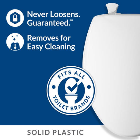 Mayfair by Bemis Elongated White Plastic Toilet Seat