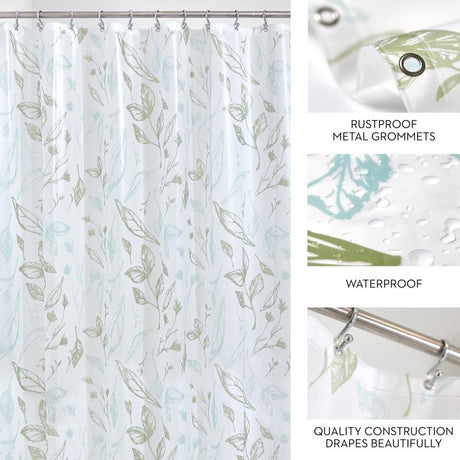 iDesign 72 in. H X 72 in. W White Leaves Frost Shower Curtain PEVA, Pack of 2