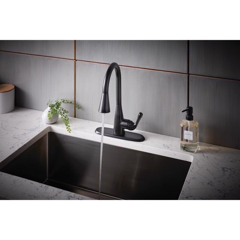 Oakbrook Collection Vela One Handle Matte Black Pull-Down Kitchen Faucet