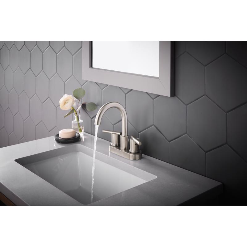 Oakbrook Collection Alexis Brushed Nickel Modern Centerset Bathroom Sink Faucet 4 in.