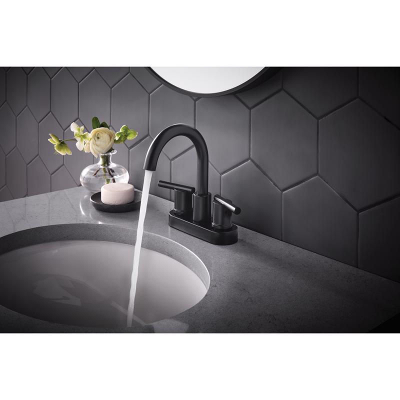 Oakbrook Collection Alexis Matte Black Modern Centerset Bathroom Sink Faucet 4 in.