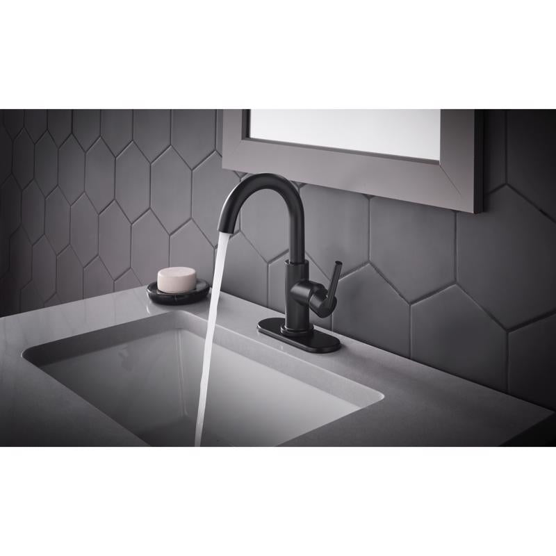 Oakbrook Collection Alexis Matte Black Modern Single-Handle Bathroom Sink Faucet 4 in.