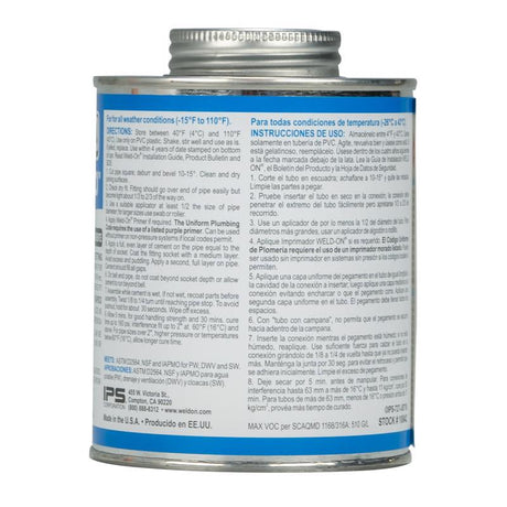 Weld-On 727 Hot 'R Cold Clear All Weather Cement For PVC 16 fl. oz.