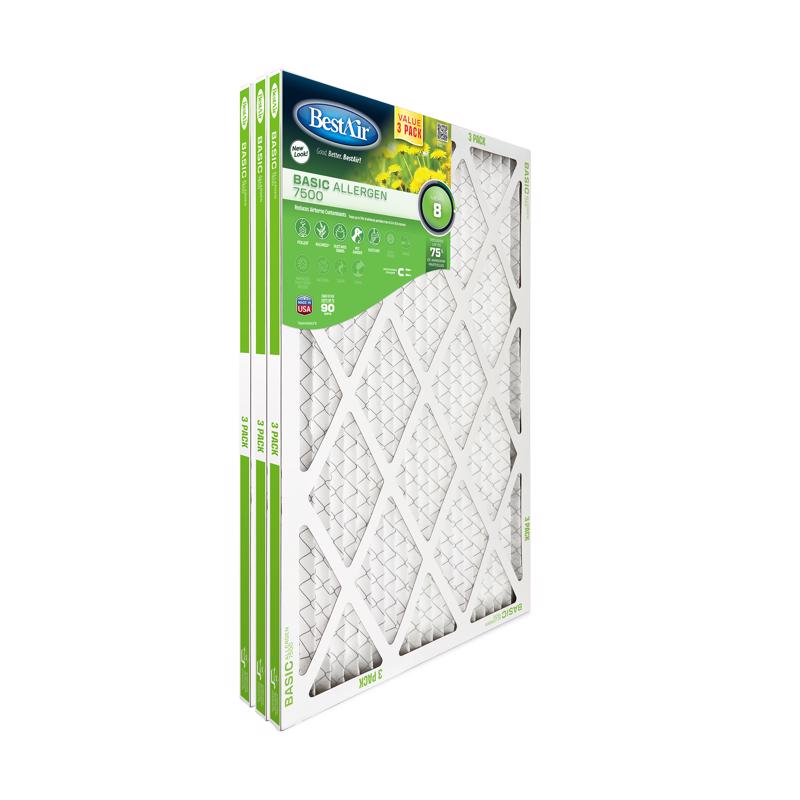 BestAir 16 in. W X 25 in. H X 1 in. 8 MERV Pleated Air Filter 3 pk, Pack of 4