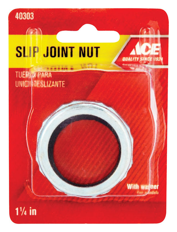 Ace 1-1/4 in. D Chrome Chrome Slip Joint Nut and Washer 1 pk, Pack of 5
