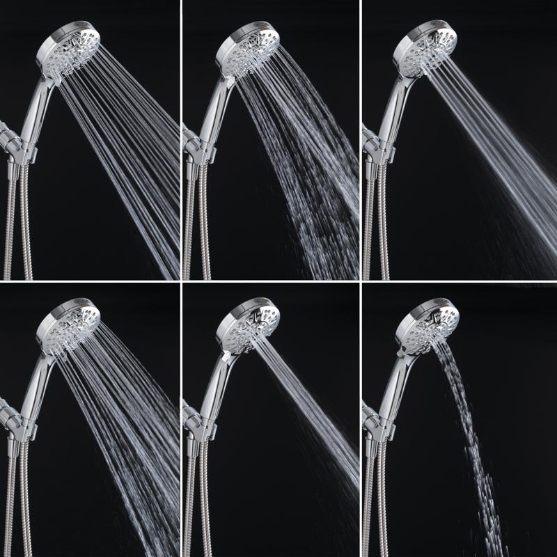 Oakbrook Collection Brushed Chrome ABS Plastic 8 settings Handheld Showerhead 1.8 gpm