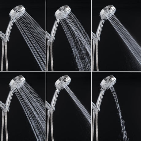Oakbrook Collection Brushed Chrome ABS Plastic 8 settings Handheld Showerhead 1.8 gpm
