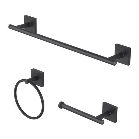 OakBrook Collection Matte Black Zinc Towel Bar Set