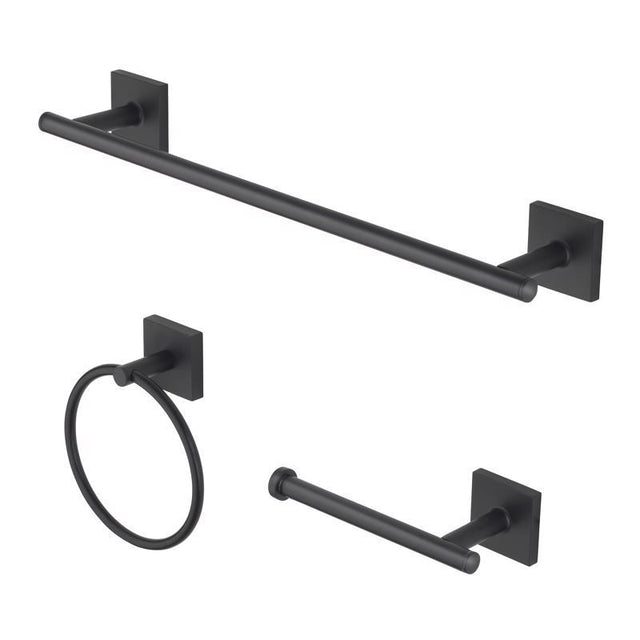 OakBrook Collection Matte Black Zinc Towel Bar Set