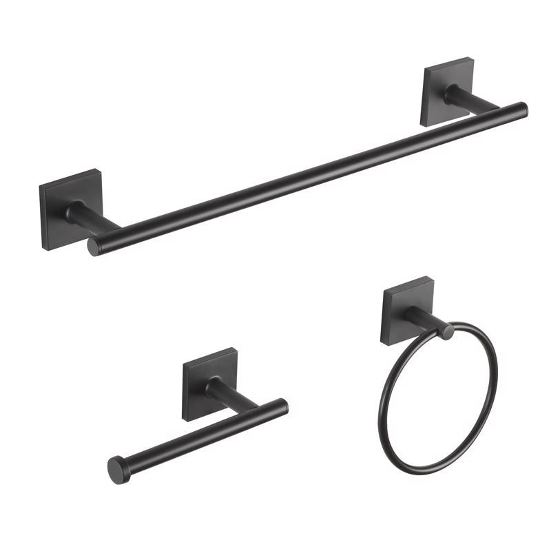 OakBrook Collection Matte Black Zinc Towel Bar Set
