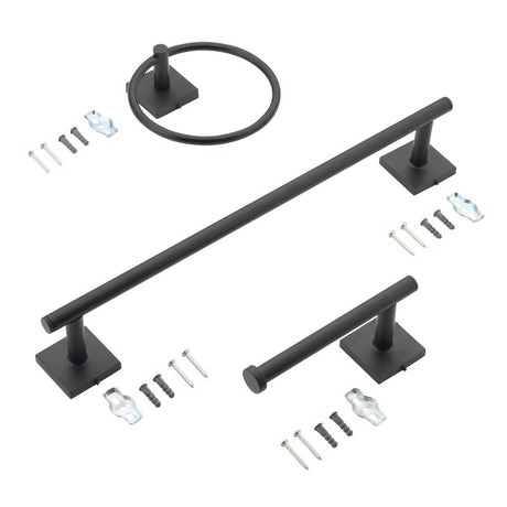 OakBrook Collection Matte Black Zinc Towel Bar Set