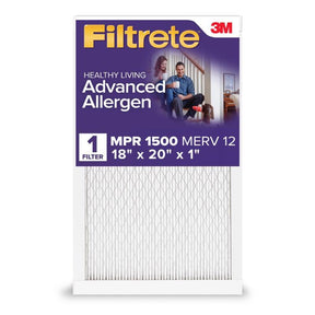 Filtrete Advanced Allergen 18 in. W X 20 in. H X 1 in. Polypropylene 1500 MPR Pleated Air Filter 1 p, Pack of 4