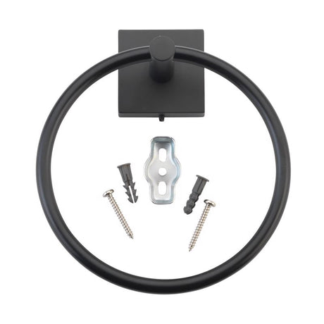 OakBrook Collection Matte Black Towel Ring Die Cast Zinc
