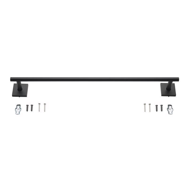 OakBrook Collection Matte Black Towel Bar 24 in. L Die Cast Zinc