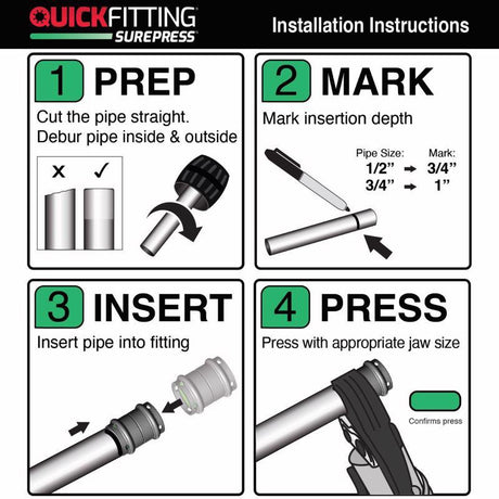 QuickFitting 3/4 in. Press in. X 3/4 in. D Press in. Copper 90 Degree Elbow 10 pk