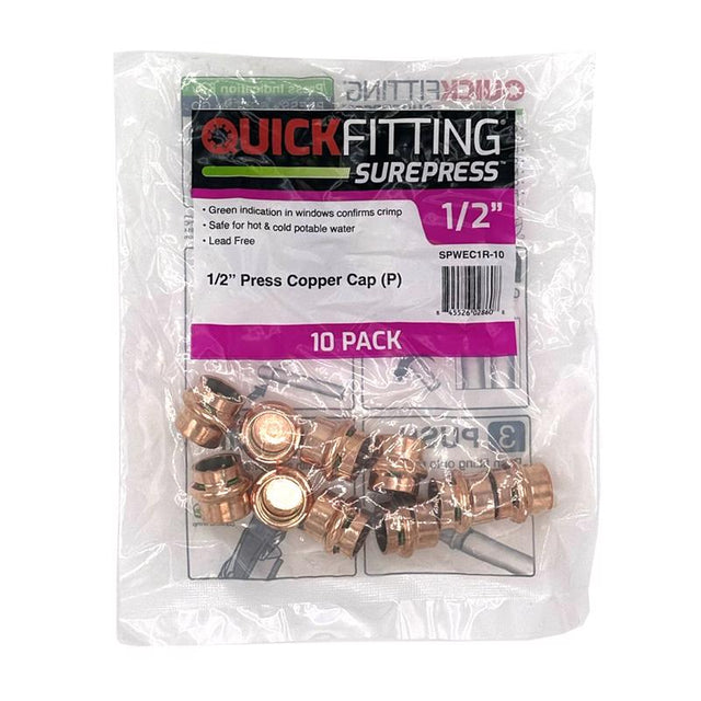 QuickFitting 1/2 in. Press in. Cap in. Copper Cap