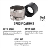 ProLine BK Proucts 3 in. Hub Sizes X 3 in. D Hub Sizes Neoprene/Stainless Steel No Hub Coupling 1 pk