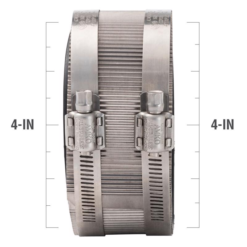 ProLine BK Products 4 in. Hub Sizes X 4 in. D Hub Sizes Neoprene/Stainless Steel No Hub Coupling 1 p