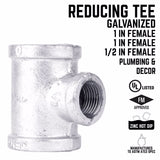 STZ Industries 1 in. FIP X 1 in. D FIP 0.5 in. D FIP Galvanized Malleable Iron Reducing Tee