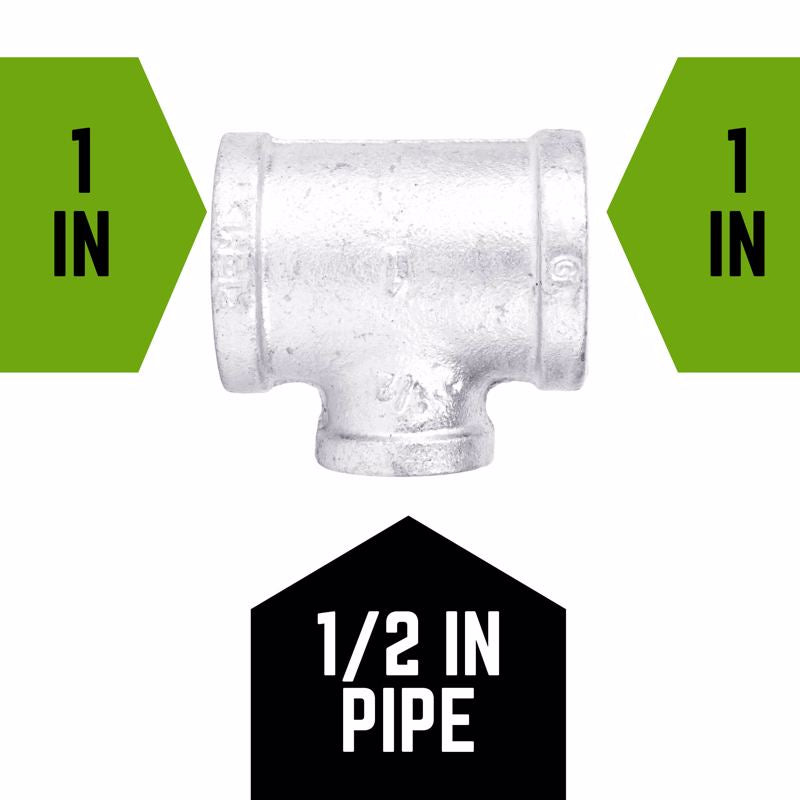 STZ Industries 1 in. FIP X 1 in. D FIP 0.5 in. D FIP Galvanized Malleable Iron Reducing Tee