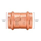 QuickFitting 1-1/4 in. Press in. Press in. Copper Coupling with Stop