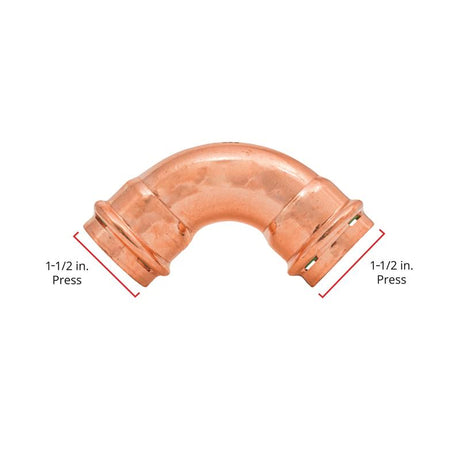 QuickFitting 1-1/2 in. Press in. Press in. Copper 90 Degree Elbow
