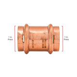 QuickFitting 1 in. Press in. Press in. Copper Coupling without Stop