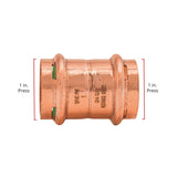 QuickFitting 1 in. Press in. Press in. Copper Coupling with Stop
