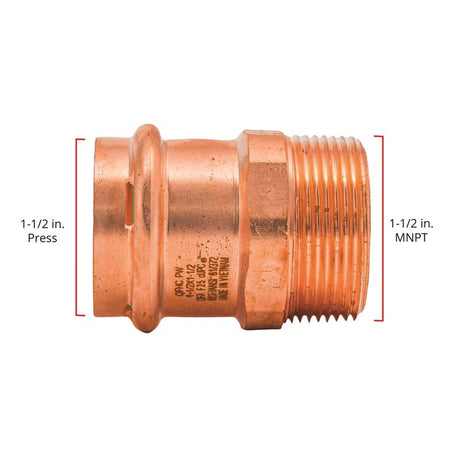 QuickFitting 1-1/2 in. Press in. MNPT in. Copper Adapter