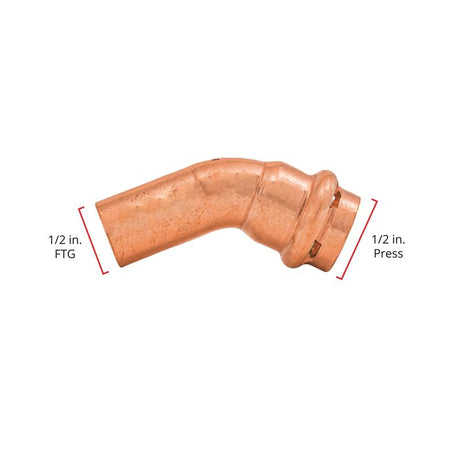 QuickFitting 1/2 in. Press in. FTG in. Copper 45 Degree Street Elbow