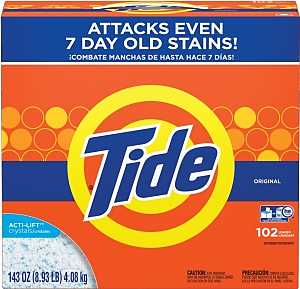 Tide 80811557 Laundry Detergent, 8 lb Box, Powder, Original, White, Pack of 2