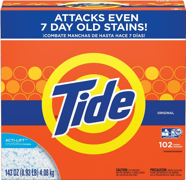 Tide 80811557 Laundry Detergent, 8 lb Box, Powder, Original, White, Pack of 2