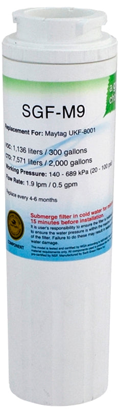 Swift Green Filters SGF-M9 Refrigerator Water Filter, 0.5 gpm, For Maytag Ukf-8001 Refrigerator Water Filter