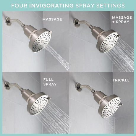 Danco Seventy Brushed Nickel 4 settings Showerhead 1.8 gpm