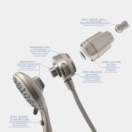 Danco Seventy Brushed Nickel 5 settings Handheld Showerhead 1.8 gpm