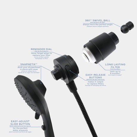 Danco Seventy Matte Black 5 settings Handheld Showerhead 1.8 gpm