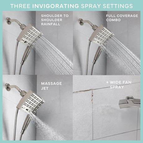 Danco Seventy Brushed Nickel 3 settings Showerhead Combo 1.8 gpm