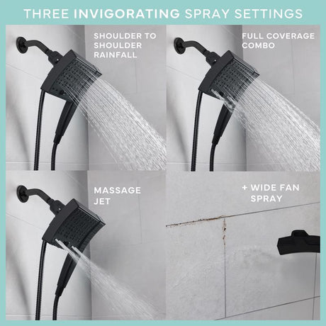 Danco Seventy Matte Black 3 settings Showerhead Combo 1.8 gpm
