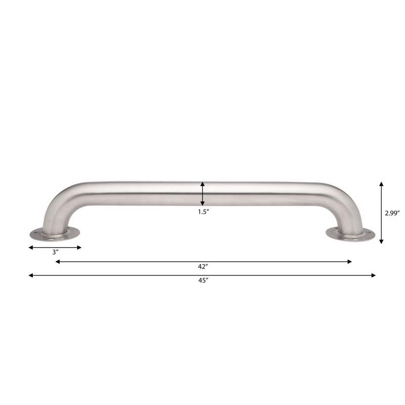 Homewerks Brushed Gray Grab Bar Stainless Steel 1-1/2 in. H X 42 in. L