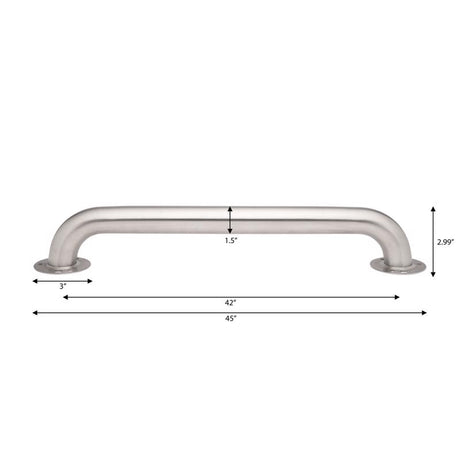 Homewerks Brushed Gray Grab Bar Stainless Steel 1-1/2 in. H X 42 in. L