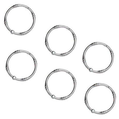 Zenna Home Chrome Silver Metal Shower Curtain Rings 12 pk