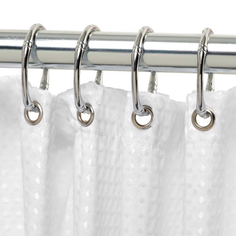 Zenna Home Chrome Silver Metal Shower Curtain Rings 12 pk